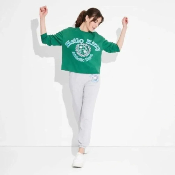 Hello Kitty Athletic Dept. Graphic Sweatshirt - Size‎ L - Green - NWT - Picture 3 of 8